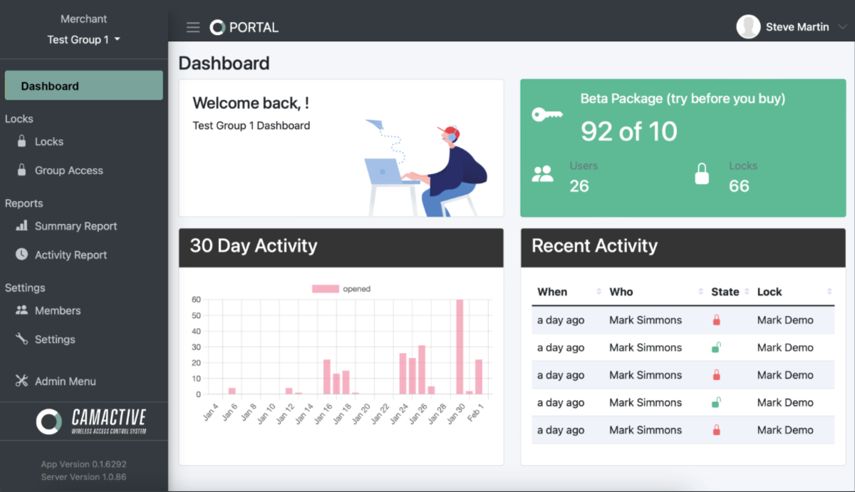 CAMACTIVE Portal - dashboard